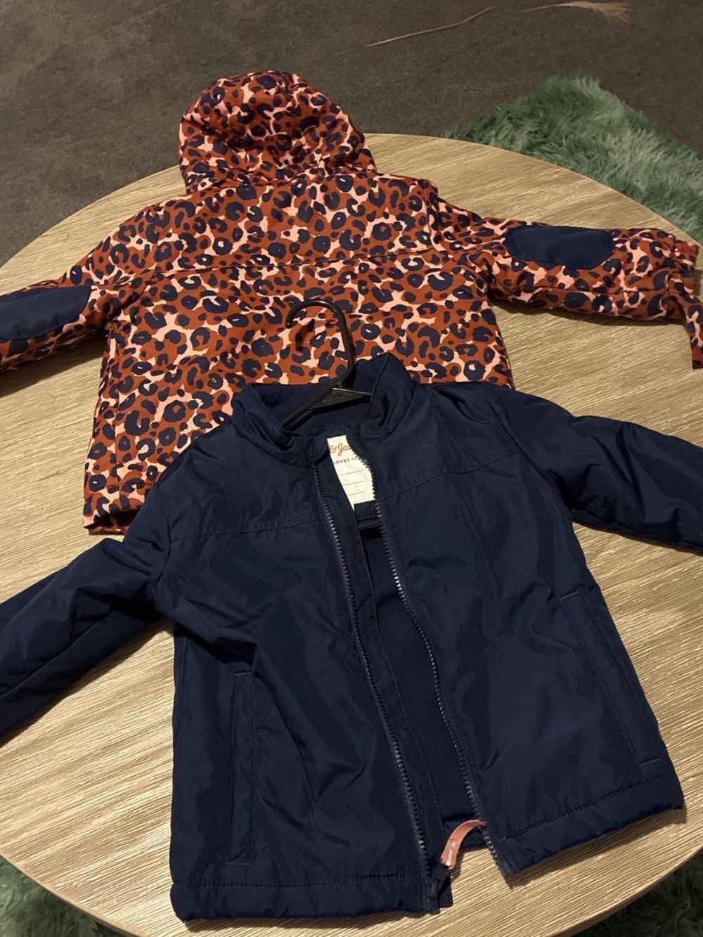 Cat & Jack Navy Jacket and Orange Leopard Hooded Coat Set